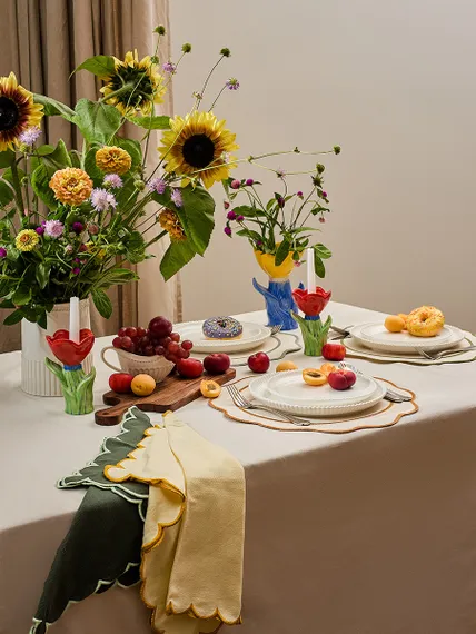 Набор кухонных полотенец с контрастным кантом зеленого цвета из коллекции trendy ruffles, 50х70 см