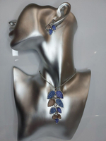 Набор бижутерии "Голубая гроза", колье и серьги, регулируемая длина, синие