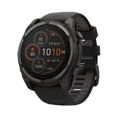 Умные часы Garmin Fenix 8 51mm, Solar, Sapphire, Carbon Gray DLC Titanium with Black/Pebble Gray Silicone Band (010-02907-70)