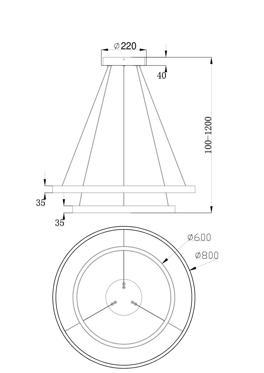 Подвесной светильник светодиодный Maytoni Rim MOD058PL-L74B4K