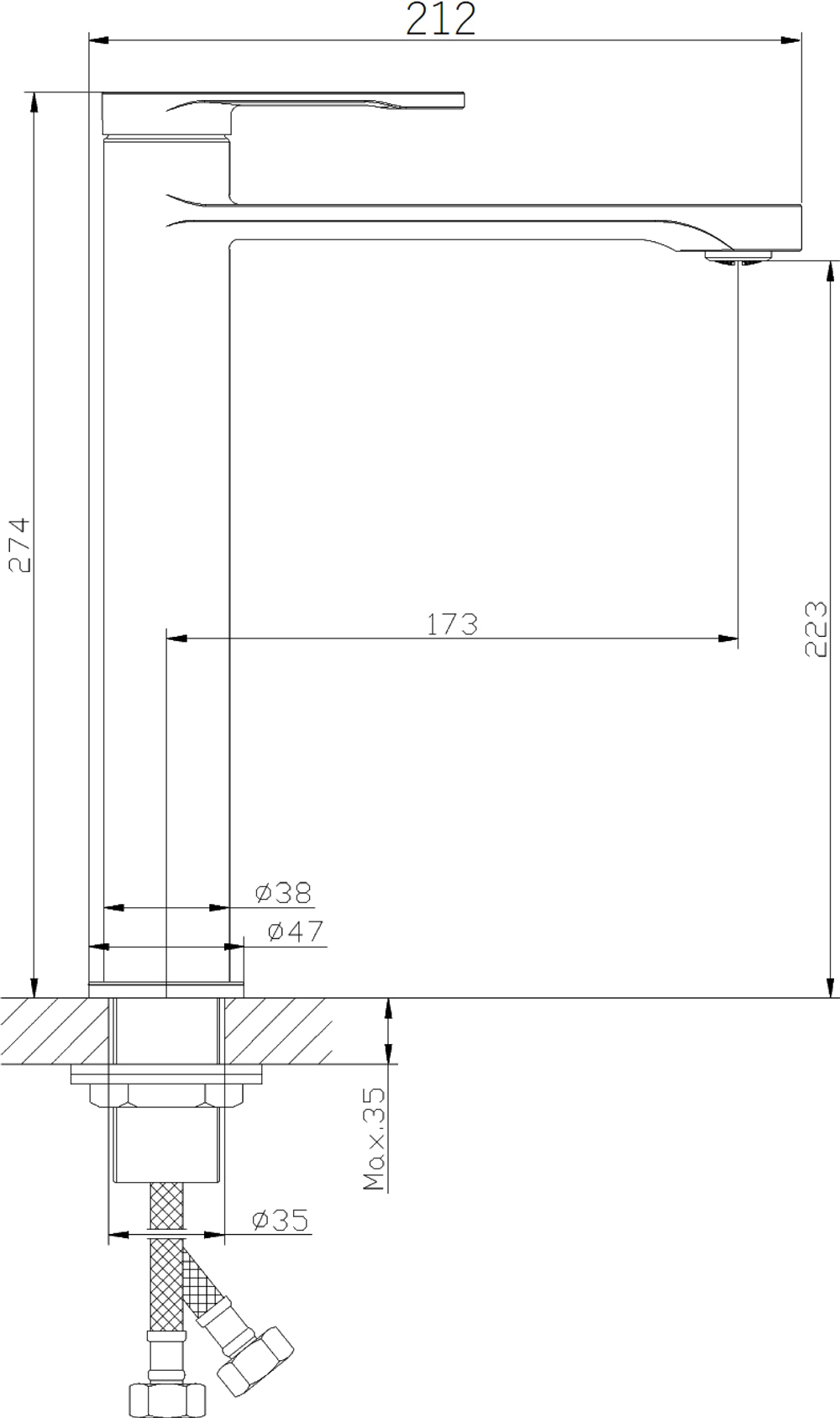 Смеситель для раковины DIWO Орёл ORL-02cr хром