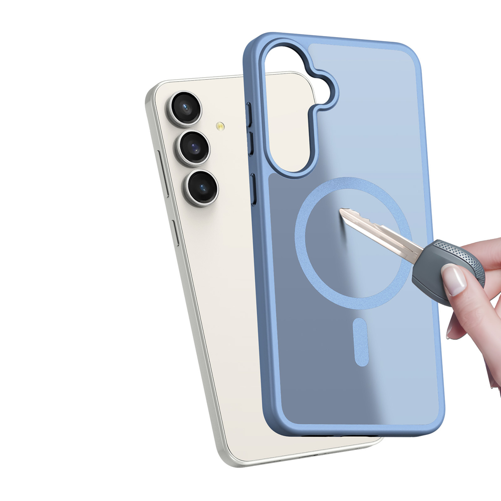 Прозрачный матовый чехол светло-голубого цвета с MagSafe от Dux Ducis для Samsung Galaxy S25 FE, серия Yind Series Case