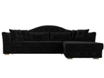 Диван угловой Артис правый угол, Черный, Велюр, 121581
