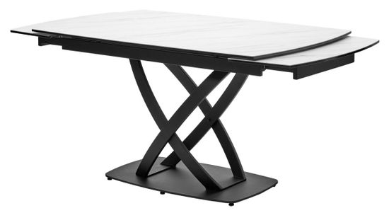 Стол FOGGIA 140 KL-99 Белый мрамор матовый, итальянская керамика/черный каркас