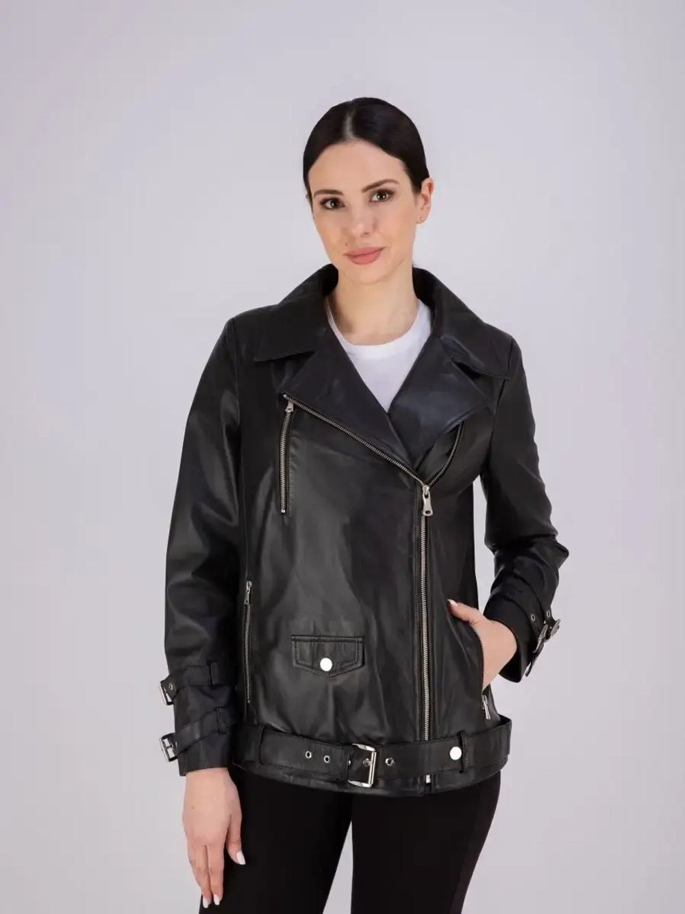 Косуха женская оверсайз из натуральной кожи Турция