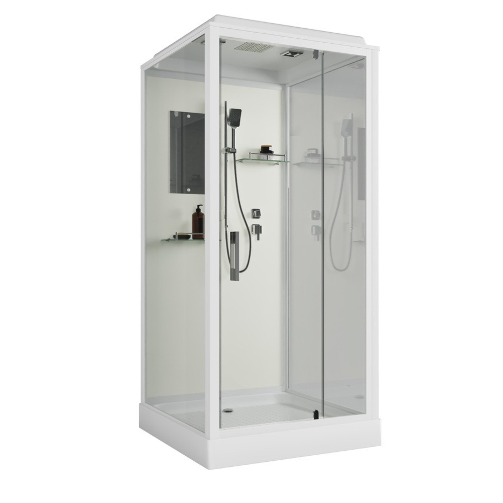 Душевая кабина Niagara Standart ST90/15Q (90х90х215) квадрат,поддон 15см,распашная,проф.белый,3 места