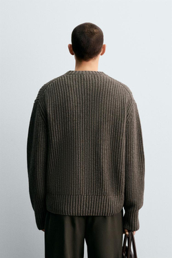 ZARA СВИТЕР СВОБОДНОГО КРОЯ, КОРИЧНЕВЫЙ МЕЛАНЖ