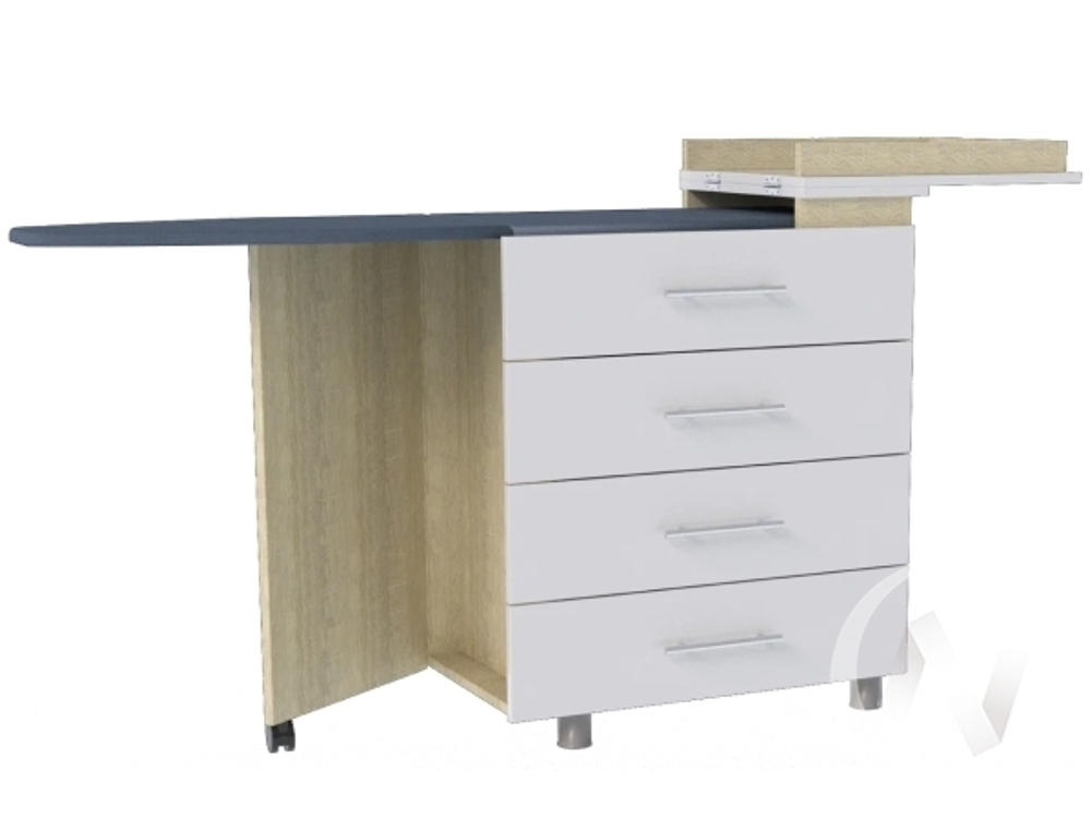 Комод К-1.4 с гладильной доской (дуб сонома/белый жемчуг)