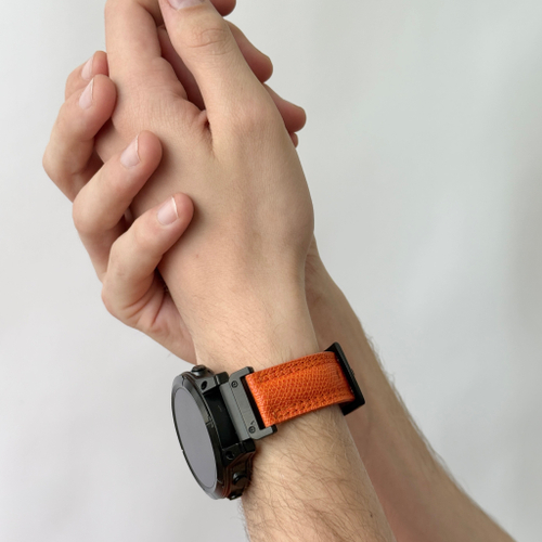 Ремешок для часов Garmin 51 mm с креплением из кожи теленка, оранжевого цвета