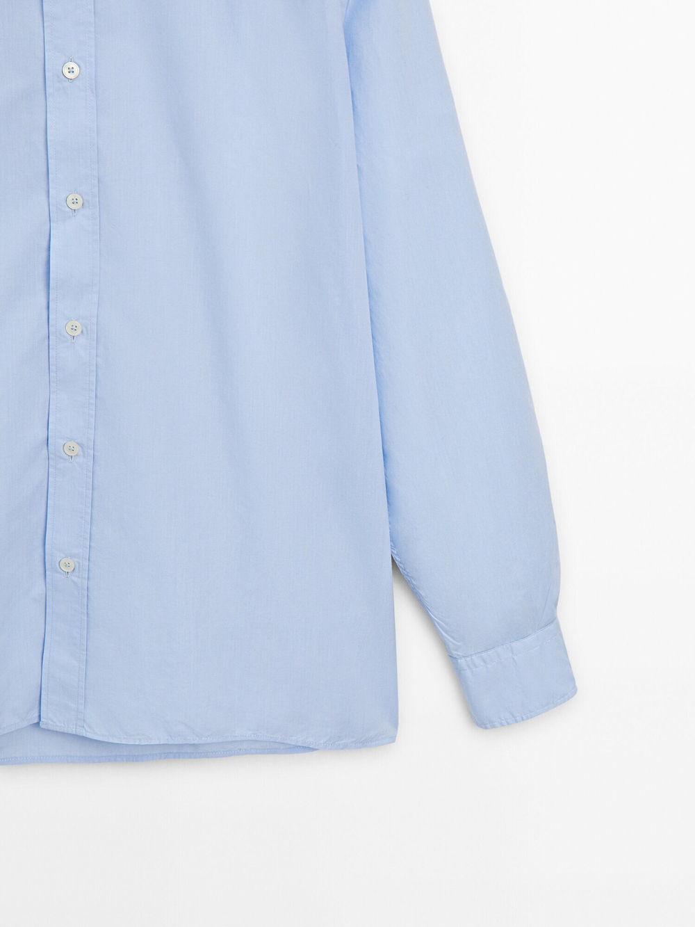 Massimo Dutti Рубашка из 100% хлопка с воротником-стойкой, небесно-голубой