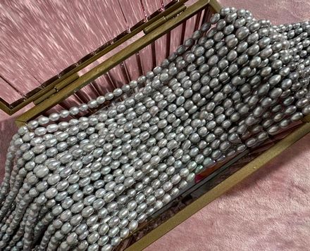 Жемчуг серый натуральный рис 4,6-4,8мм, 5А