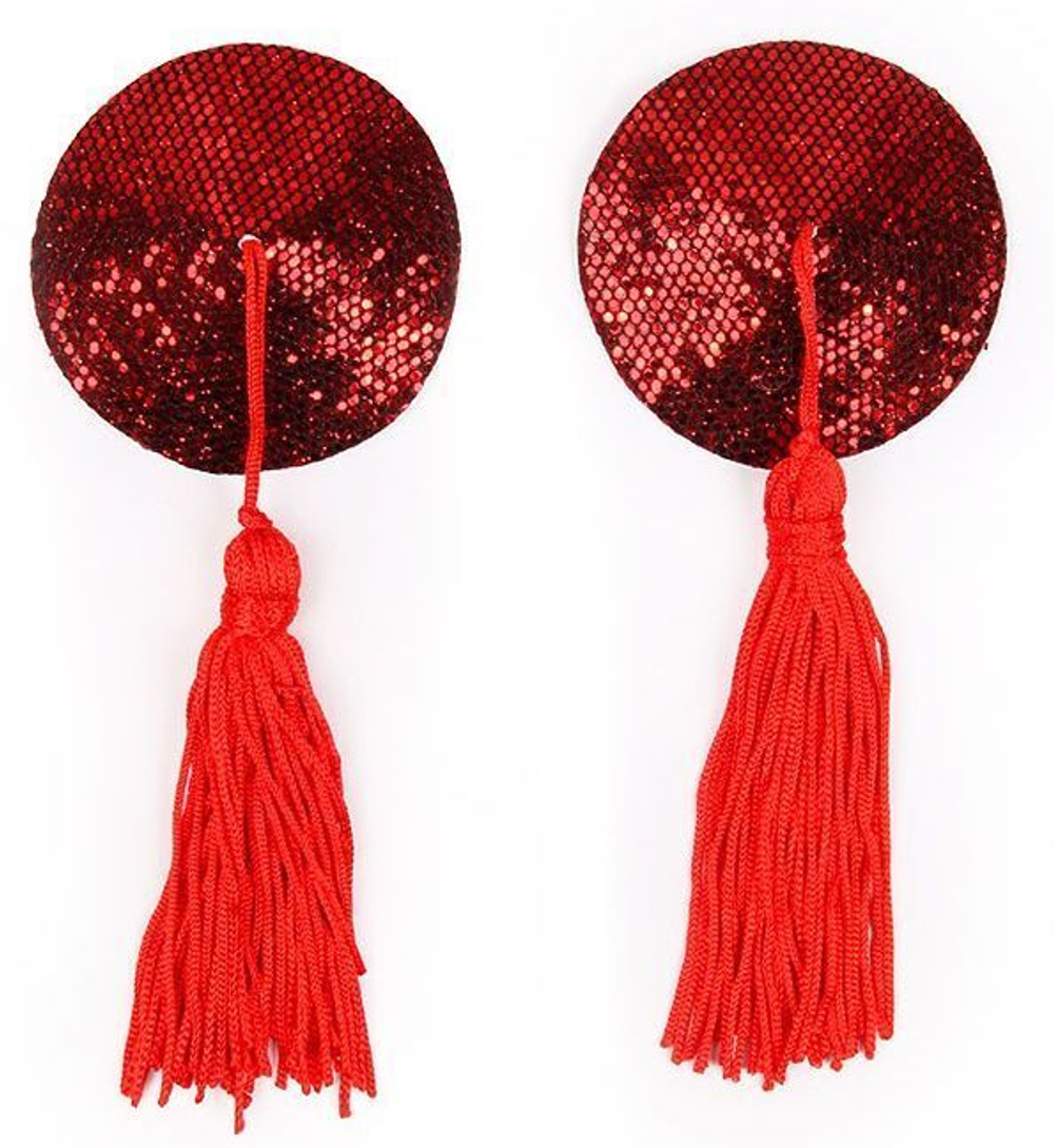 Красные круглые пэстисы с кисточками (Цвет: красный)