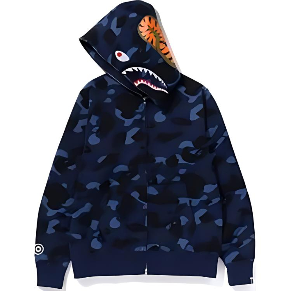 A Bathing Ape Color Camo Shark Wide Fit Full Zip Double Худи синий