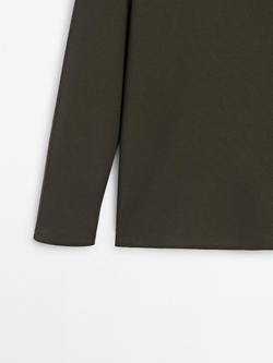 Massimo Dutti Поло комфортного кроя с длинными рукавами, темно-зеленый