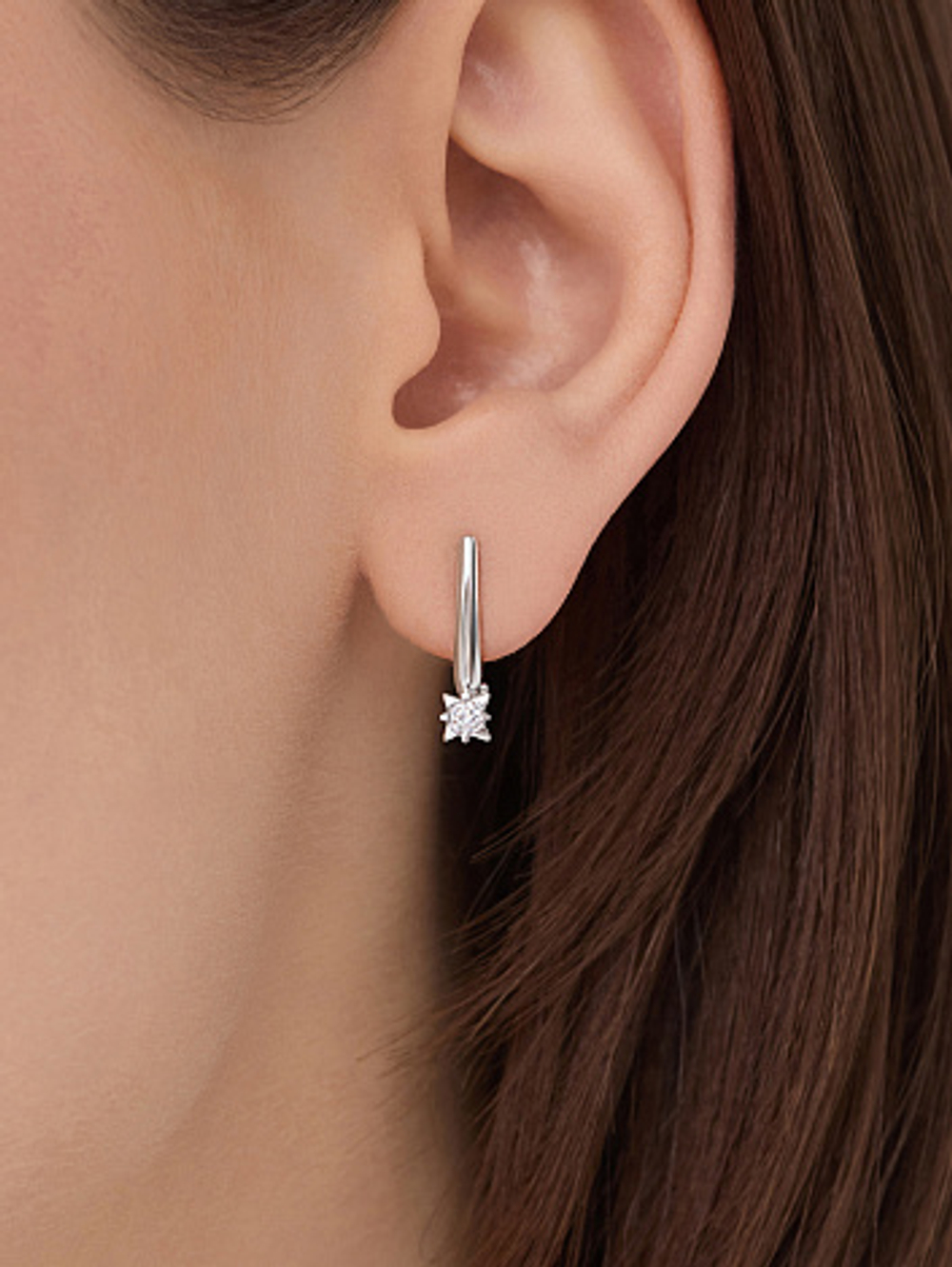 Серьги из белого золота с бриллиантами 26503-200