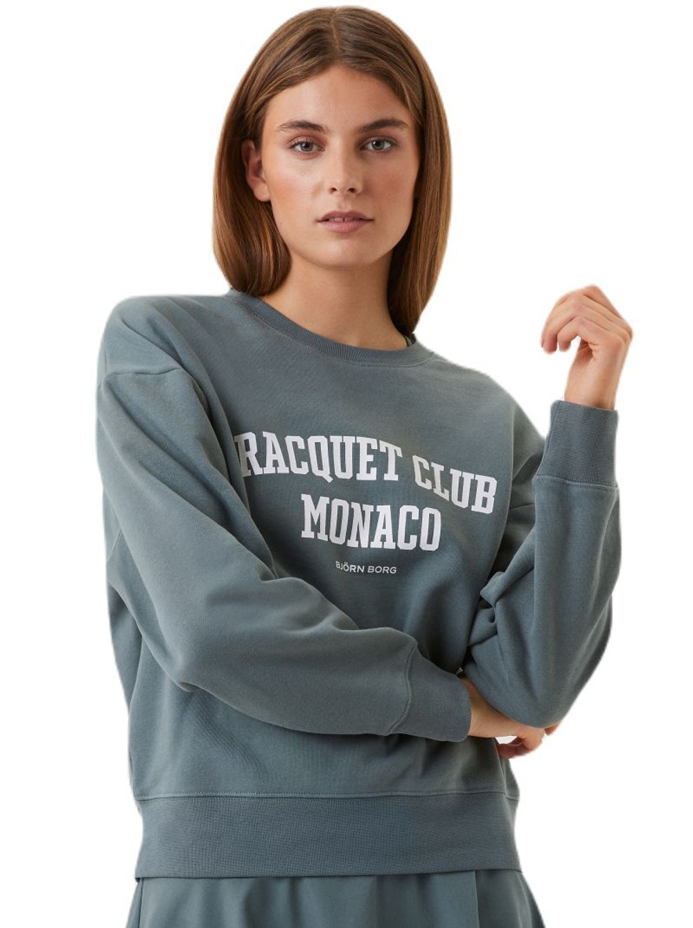 Женская теннисная куртка Bjorn Borg Ace Boyfriend Crew - balsam green
