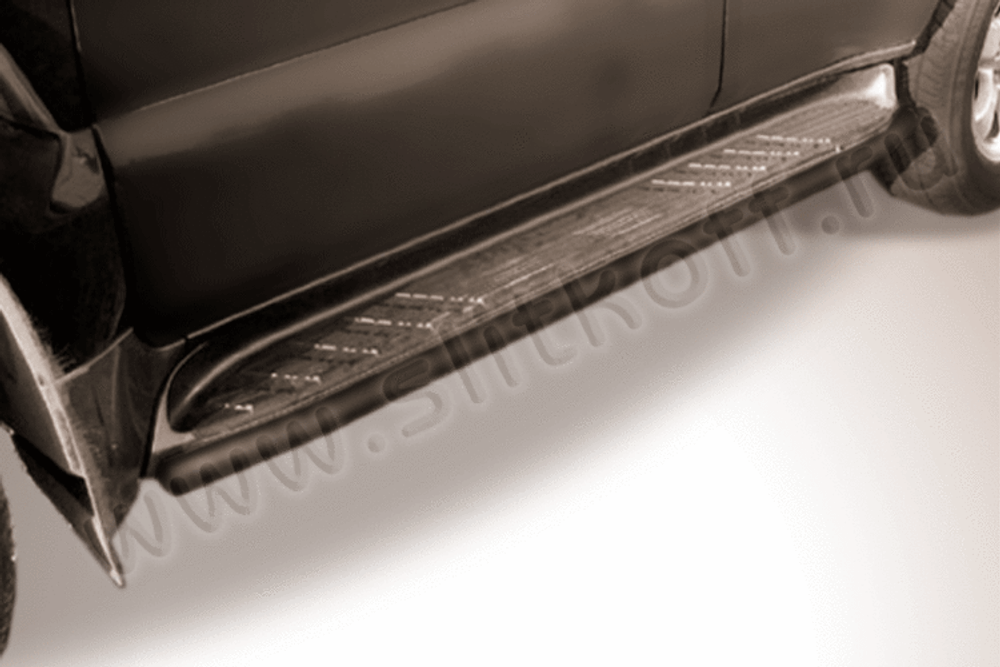 Пороги стальные Toyota Land Cruiser Prado J120 (2002-2009) d42 труба (серебристые)