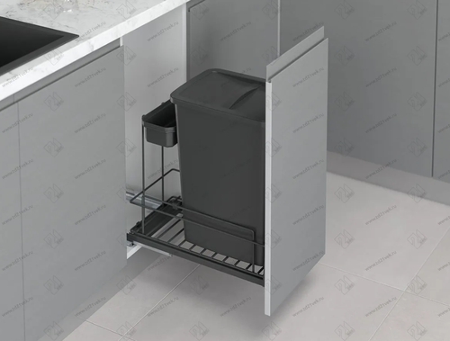 S-2597-A Мусорное ведро в базу 300 мм, Starax, 35+1 л, (265x510x530 мм), пластик, антрацит