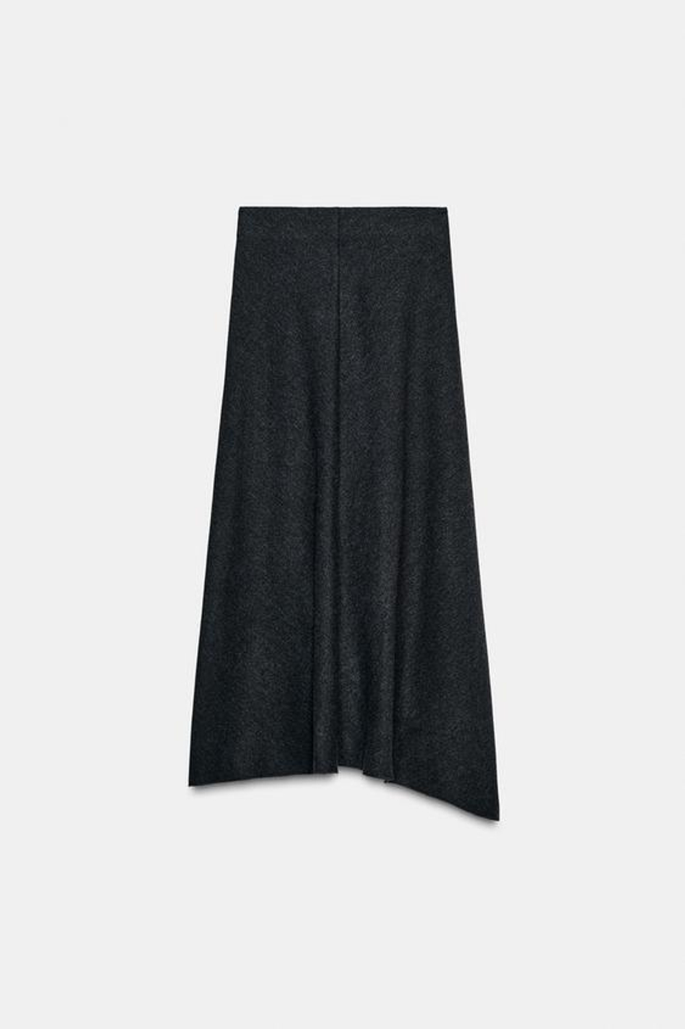 ZARA ДЛИННАЯ ЮБКА ИЗ МЯГКОЙ ТКАНИ В РУБЧИК, ТЕМНО-СЕРЫЙ