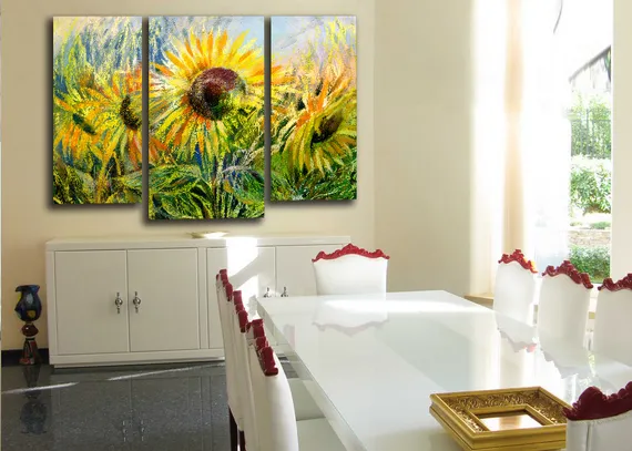 Модульная картина "Пастельные подсолнухи"