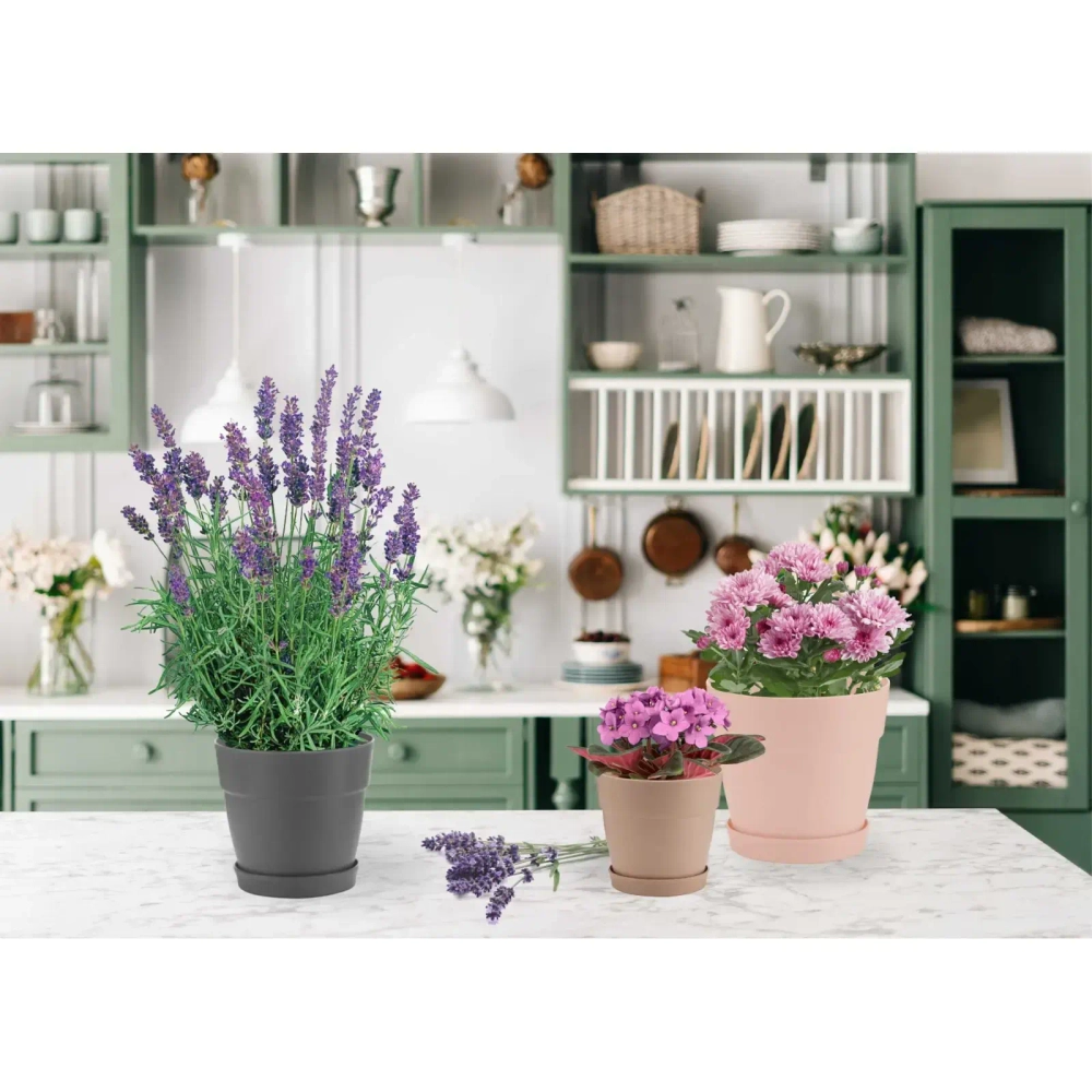 Горшок для цветов пластиковый 4л d-20см «Villa de Fiori» с фиксируемым поддоном, белоснежный жасмин