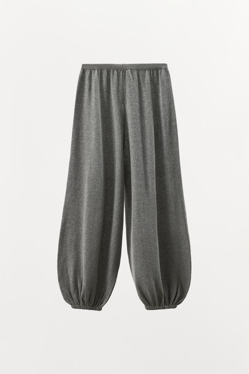 ZARA ТРИКОТАЖНЫЕ БРЮКИ-АЛАДДИН ИЗ СМЕСОВОГО ХЛОПКА, СЕРЫЙ