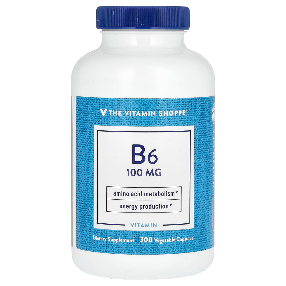 The Vitamin Shoppe, Витамин B6, 100 мг, 300 растительных ингредиентов