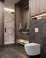 Инсталляция пневматическая с подвесным унитазом CULTO LUNA. Панель смыва черная. Улучшенная каскадная система смыва