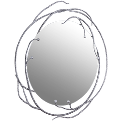 Настенное круглое зеркало Calipso (Калипсо) Айс Античное серебро