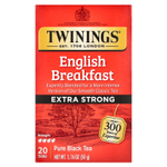 Twinings, чистый черный чай, английский завтрак, экстракрепкий, 20 чайных пакетиков, 50 г (1,76 унции)