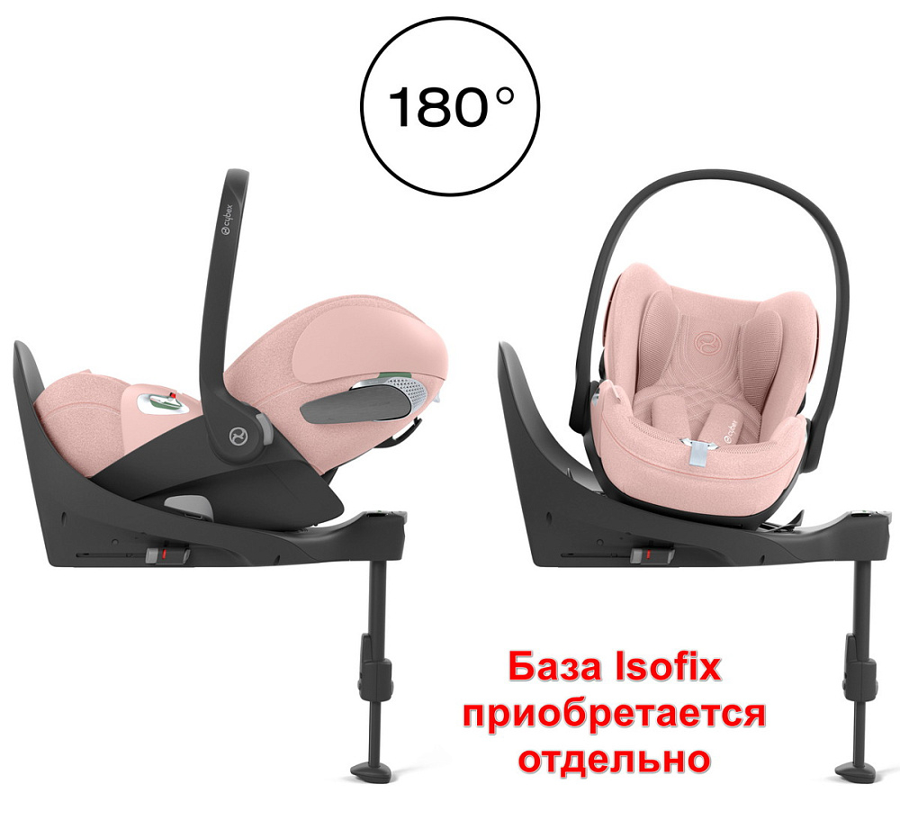 Коляска Cybex Coya Matt Black Frame Cloud T i-Size Peach Pink Plus Leaf Green с дождевиком и бампером