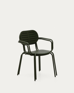 Стул для улицы Brai с подлокотниками из оцинкованной стали зелёного цвета