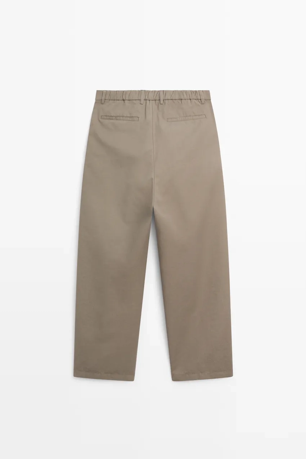 Massimo Dutti Брюки из поплина бочкообразного кроя из хлопка и льна, зеленый