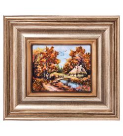 AMB-04/ 5 Картина «Mостик через речку» (с янтарной крошкой) H-18см