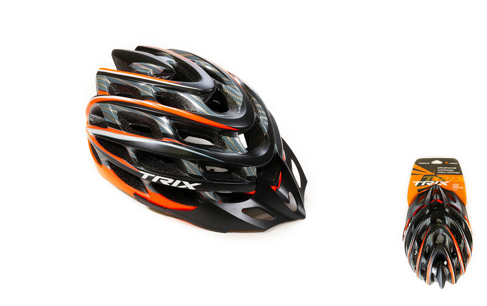 Шлем вело TRIX кросс-кантри 35 отверстий регулировка обхвата L 59-60см In Mold неоновый красно-черный матовый