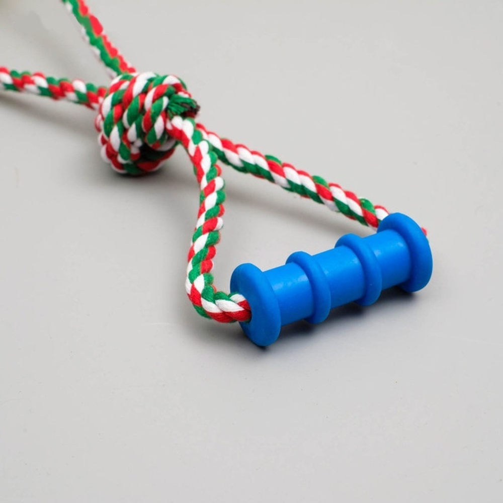 Игрушка канатная с жевательными элементами "Шар с 1 ручкой", до 36 см