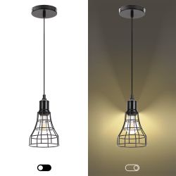 Светильник подвесной ЭРА PL10 BK под лампу E27 высота плафона 200мм подвеса 800мм черный | Подвесы в стиле LOFT