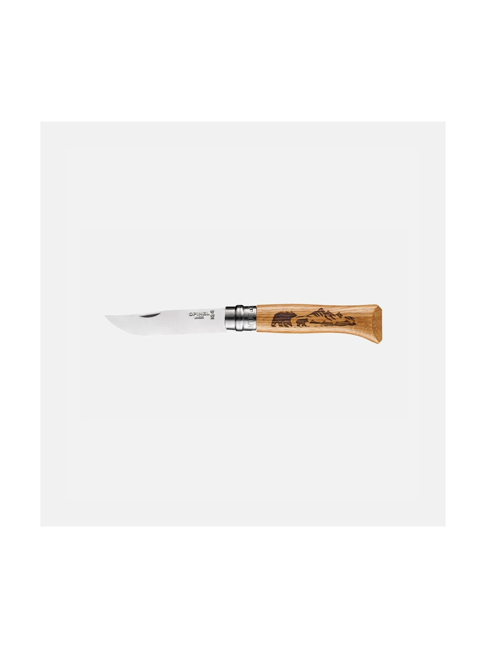 Нож Opinel №8 Animalia, нержавеющая сталь, рукоять дуб, гравировка медведь