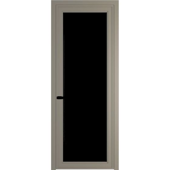 Алюминиевая дверь 1AGP никель матовый стекло чёрный триплекс