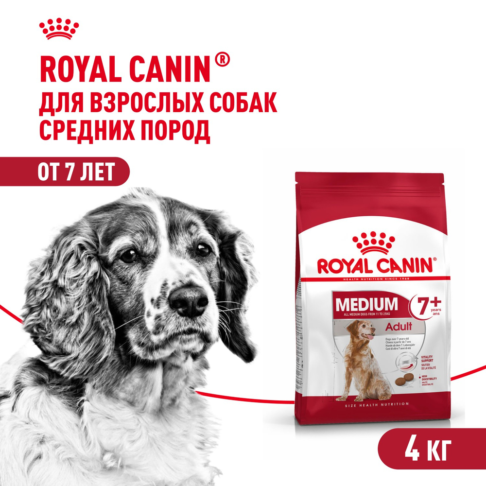 Royal Canin Medium Adult 7+ Медиум Эдалт Корм сухой для взрослых собак средних размеров от 7 лет и старше 4кг