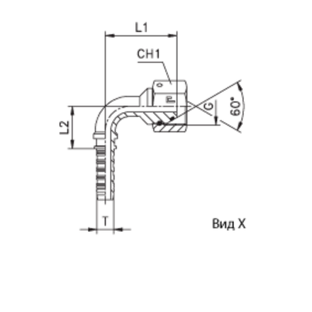 Фитинг DN 38 BSP (Г) 2 (90)  (штифтованная гайка) (o-ring)