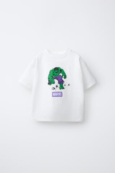 ZARA ФУТБОЛКА «МСТИТЕЛИ» ХАЛК © MARVEL, БЕЛЫЙ