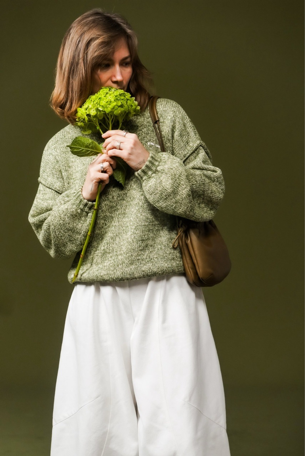 Джемпер из хлопкового мулине зеленого цвета ПРЕДЗАКАЗ