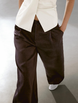 Massimo Dutti Брюки свободного кроя из 100% льна, коричневый