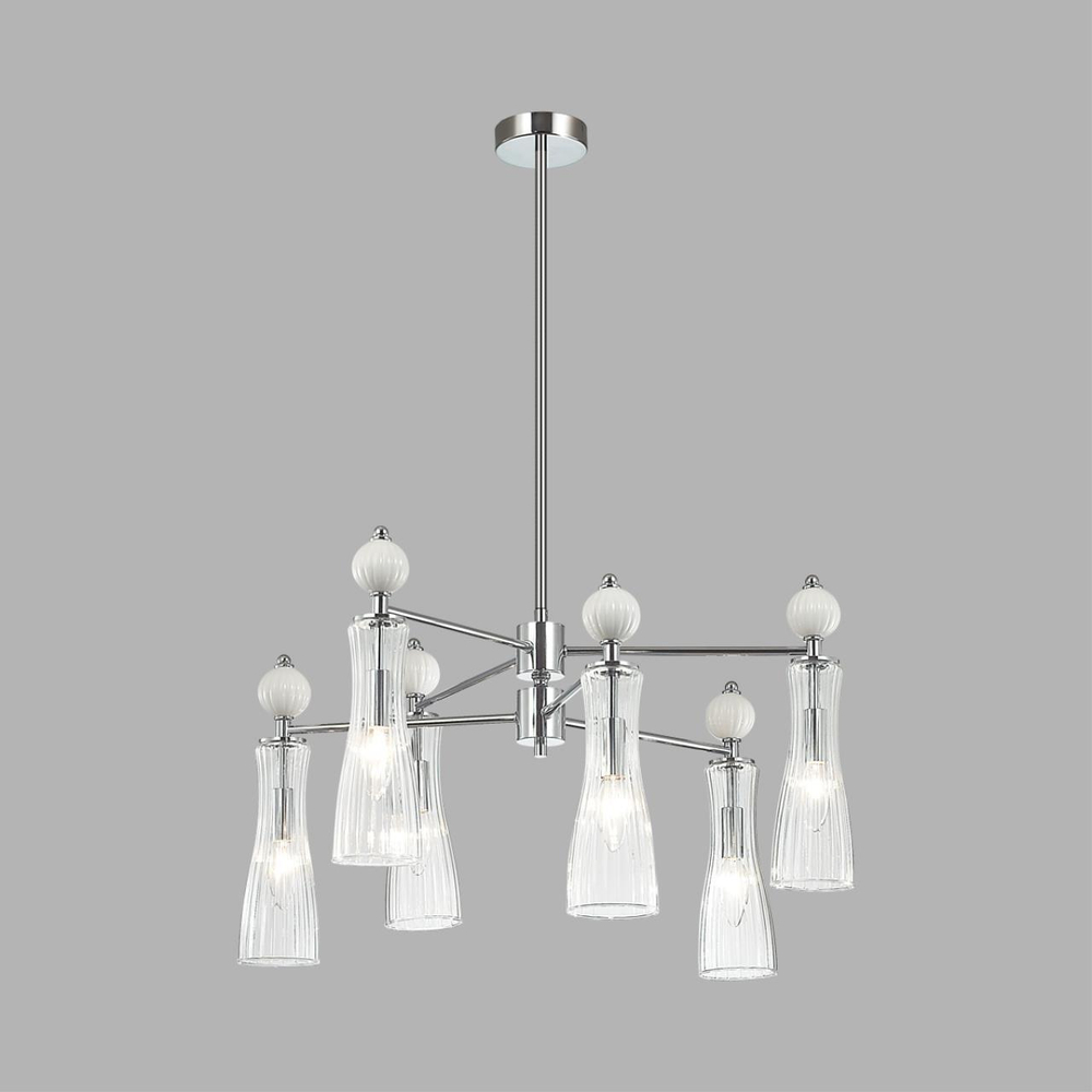 8268/6 NEOCLASSI хром/белый/прозрачный, металл/керамика/стекло Люстра Е14 6*40W 220V EMILY