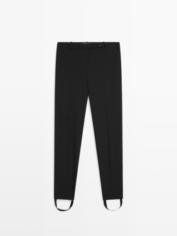 Massimo Dutti Брюки из 100% хлопка с эластичными манжетами, черный