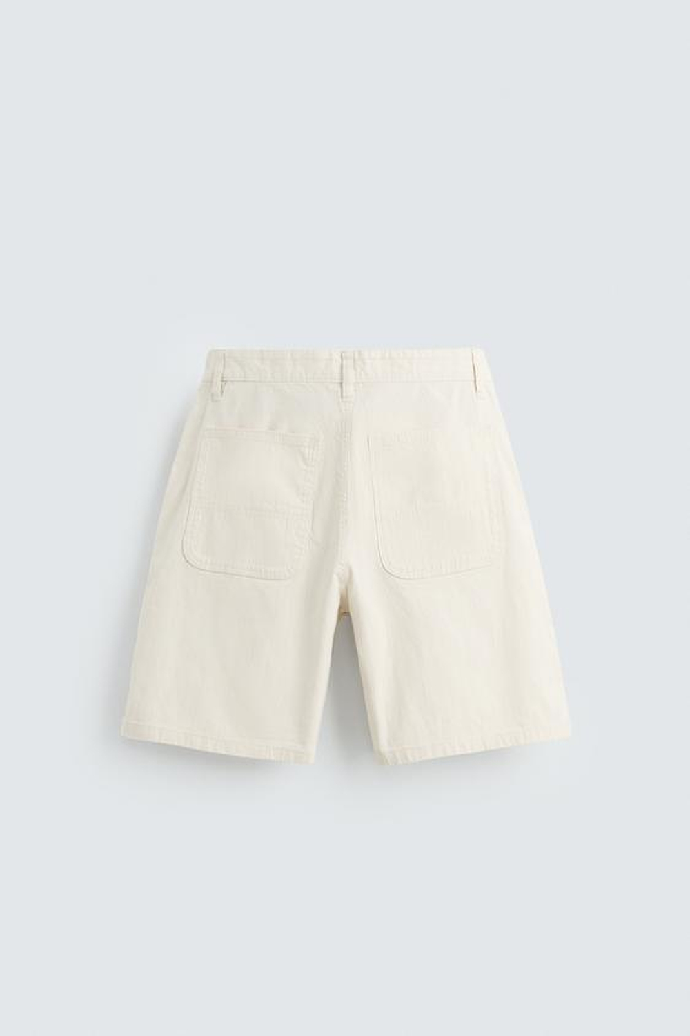 ZARA ШОРТЫ REGULAR FIT В ПОЛОСКУ, ЭКРЮ