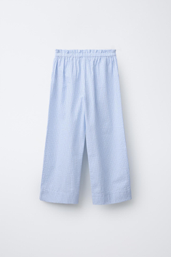 ZARA БРЮКИ ИЗ ЖАТОЙ ТКАНИ В МЕЛКУЮ ПОЛОСКУ, СИНИЙ