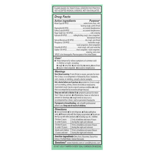 Hyland's Naturals, От простуды и кашля для детей, для детей от 2 до 12 лет, без добавок, 118 мл (4 жидк. унц.)