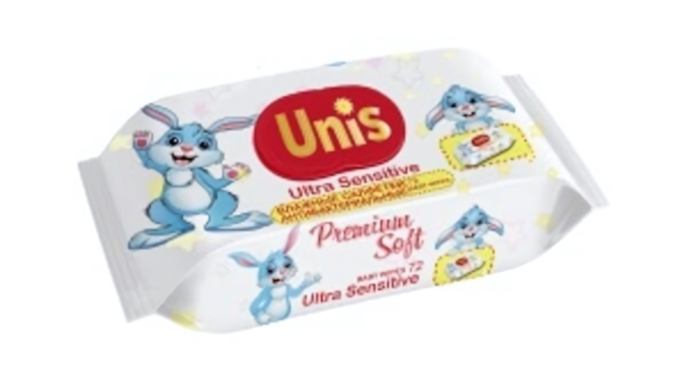 Салфетки влажные для детей «Unis» без запаха 72 шт